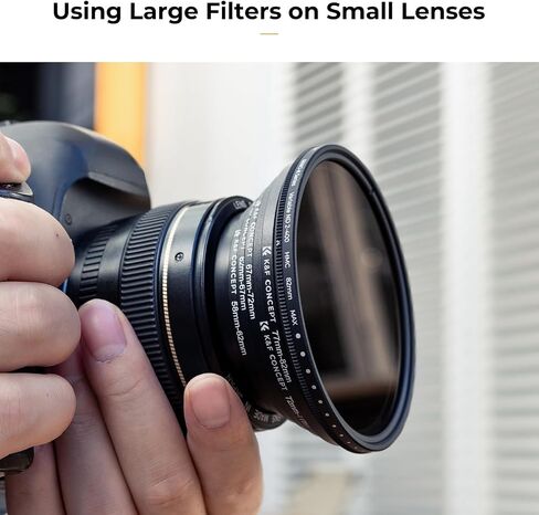 K&F CONCEPT 18 Pieces Filter Ring Adapter Set | Camera Lens Filter Metal Stepping Rings Kit (Includes 9pcs Step Up Ring Set + 9pcs Step Down Ring Set) Black-FP710 in Kuwait