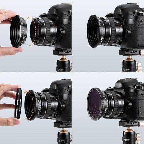 K&F CONCEPT 18 Pieces Filter Ring Adapter Set | Camera Lens Filter Metal Stepping Rings Kit (Includes 9pcs Step Up Ring Set + 9pcs Step Down Ring Set) Black-FP710 in Kuwait