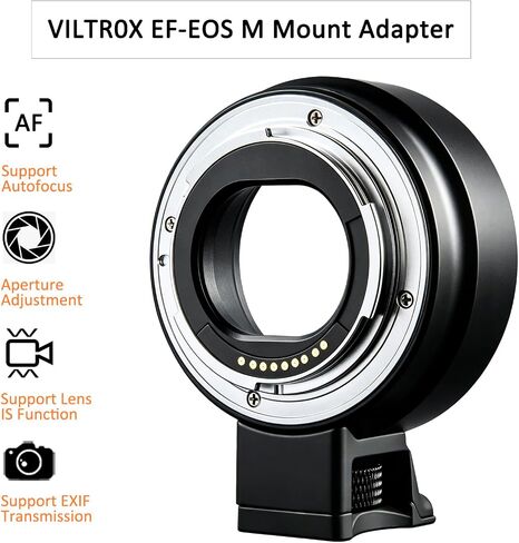 EF-EOS M Lens Adapter Auto-Focus Lens Converter Ring Compatible for Canon EF/EF-S Lens and Canon EOS-M (EF-M Mount) Camera EOS M M2 M3 M5 M6 M10 M50 M100 in Kuwait