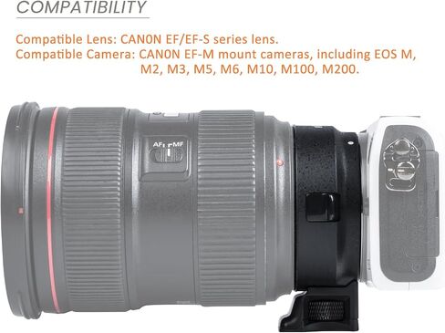 EF-EOS M Lens Adapter Auto-Focus Lens Converter Ring Compatible for Canon EF/EF-S Lens and Canon EOS-M (EF-M Mount) Camera EOS M M2 M3 M5 M6 M10 M50 M100 in Kuwait