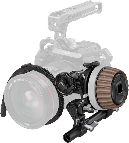 SmallRig Mini Follow Focus with A/B Stops & 15mm Rod Clamp and Snap-on Gear Ring Belt for DLSRs and Mirrorless Cameras, Fits Different Diameter Lenses Up to 114mm in Kuwait
