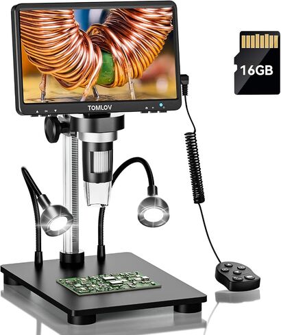 Tomlov DM9 LCD Digital Microscome: 7 "1200x 1080p microscope Michifier ، 12mp recise-precise تركز المجاهر لحام للبالغين ، عرض الكمبيوتر الشخصي ، 32 جيجابايت in Kuwait