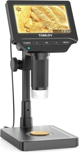 TOMLOV DM4W Microscope with Weighing Scale: 4.3" Digital Coin Microscope with Screen, Error Coin Magnifier with Lights, Weight Scale for Collectors, Jeweler, Students, Compatible with Windows/Mac in Kuwait