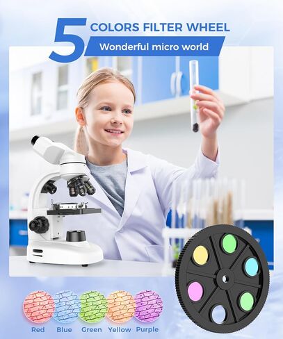 Compound Binocular Microscope for Adults, Professionals & Kids, 40X-2000X Magnification with LED Illumination, Mechanical Stage, WF2x & WF25x Eyepieces，Compatible for Lab, School, Home Education in Kuwait