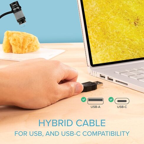 Plugable USB Digital Microscope 250x, 2MP Micro Camera with Flexible Arm Stand - Handheld USB & USB-C Microscope, Windows, Mac, ChromeOS, Linux, Android, iPad Compatible in Kuwait