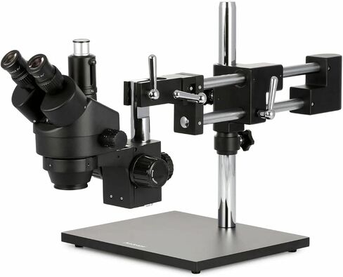 AmScope - 3.5X-180X Trinocular Stereo Zoom Microscope with Black Double Arm Boom Stand - SM-4TZZ-B in Kuwait