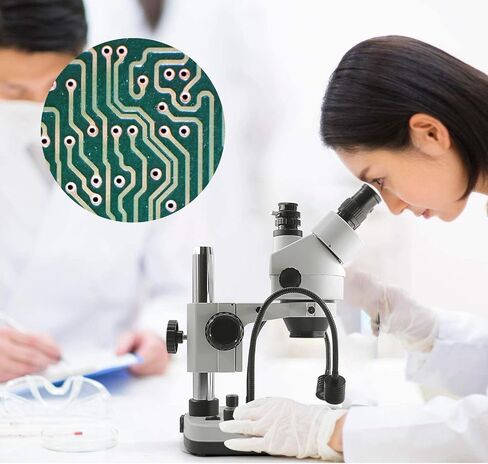 Swift S7-TGL-CA05 Trinocular Stereo Microscope, 7X-45X Zoom, WF10X Eyepieces, Gooseneck & Transmitted LED Lights, Pillar Stand, 110V in Kuwait