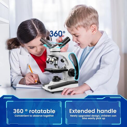 Microscope for Adults Kids 40X-2000X Compound Monocular Microscope for Students School Laboratory Home Education with Slides Set Phone Adapter in Saudi Arabia