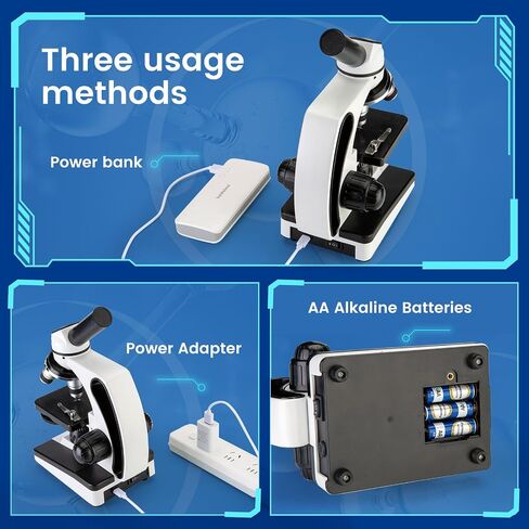 Microscope for Adults Kids 40X-2000X Compound Monocular Microscope for Students School Laboratory Home Education with Slides Set Phone Adapter in Saudi Arabia