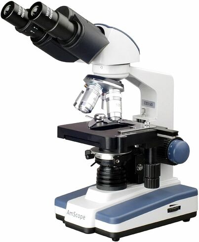 AmScope B120B Siedentopf Binocular Compound Microscope, 40X-2000X Magnification, Brightfield, LED Illumination, Abbe Condenser, Double-Layer Mechanical Stage in Saudi Arabia
