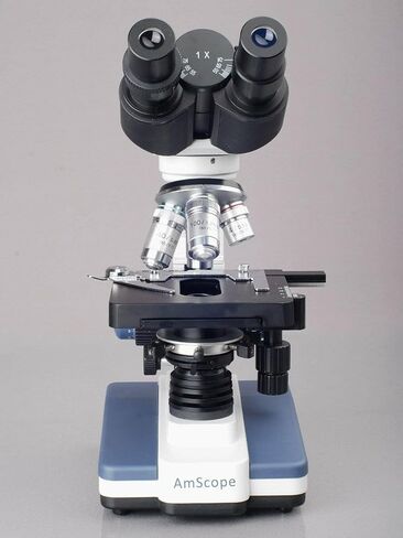 AmScope B120B Siedentopf Binocular Compound Microscope, 40X-2000X Magnification, Brightfield, LED Illumination, Abbe Condenser, Double-Layer Mechanical Stage in Saudi Arabia