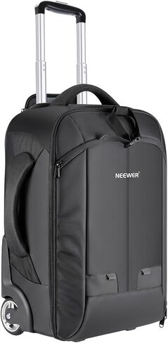 Neewer 2-in-1 Rolling Camera Bag Backpack Suitcase Style Convertible with Double Handle, Shockproof Trolley Case with Removable Padded for SLR/DSLR Cameras Tripod Lenses (Black/Red) in Kuwait