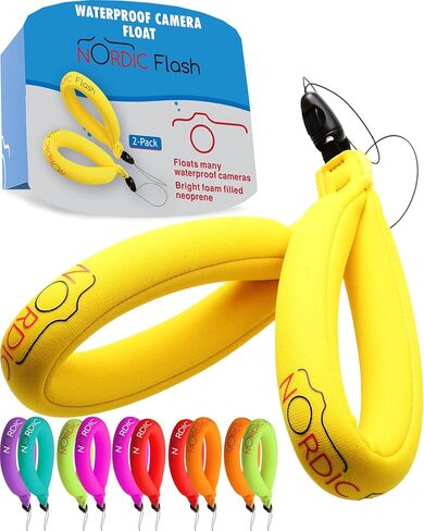 Nordic Flash Floating Wrist Strap (2-pack) for Phone & Action Camera - Compatible with GoPro Hero 13, Insta360 X4, DJI Action 5 Pro, OM System TG-7, Kodak PixPro WPZ2 & iPhone - Bright Yellow in Kuwait