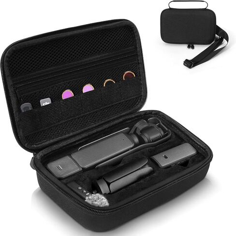 Case for DJI OSMO Pocket 3 Camcorder Combo Fathers Day Gift, Storage Bag with 1 Adjustable Strap & 2 Screen Protector & 1 Mini Tripod for Pocket 3,Portable Waterproof Case Accessory for Travel,Black in Kuwait