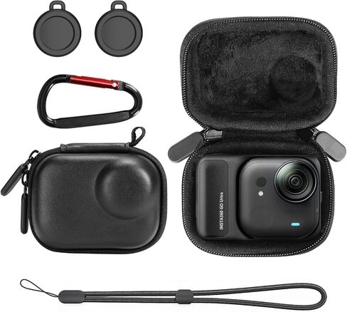 AMAZEAR Carry Case for Insta360 Go Ultra Accessories, Insta 360 Go-Ultra Portable and Compact Travel Bag Hard Leather Case with Soft Inner for Protection, Organization, and Storage, Pink in Kuwait