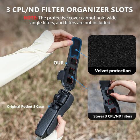 STARTRC PHOTO Pocket 3 Cover Case for DJI Osmo Pocket 3 Accessories,3 CPL/ND Filter Storage Slots,Protect Pocket 3/for Xtra Muse Gimbal Protective Case from Impacts in Kuwait