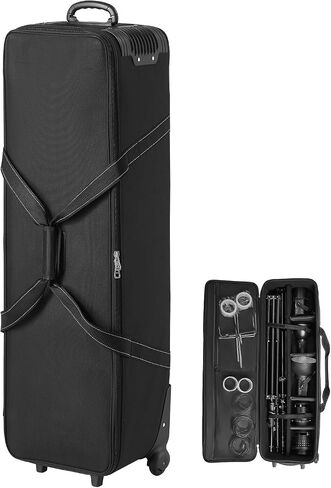VEVOR Studio Equipment Trolley Case, 46.46 x 14.57 x 11.81 in / 118 x 37 x 30 cm, Rolling Camera Bag, Carrying Bag with Wheels Straps Padded Compartment Handle, for Light Stands, Tripods, Telescopes in Kuwait