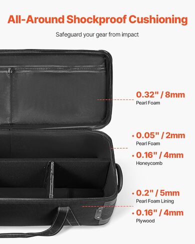VEVOR Studio Equipment Trolley Case, 46.46 x 14.57 x 11.81 in / 118 x 37 x 30 cm, Rolling Camera Bag, Carrying Bag with Wheels Straps Padded Compartment Handle, for Light Stands, Tripods, Telescopes in Kuwait