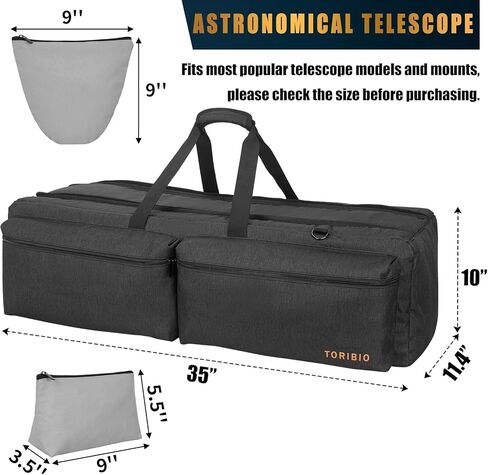 TORIBIO 35" Large Telescope Bag Case for Telescope Tube & Tripod | Soft Padded, Divider, Compatible with Gskyer ToyerBee Celestron Telescope, Shoulder Strap, Multi-pockets in Kuwait