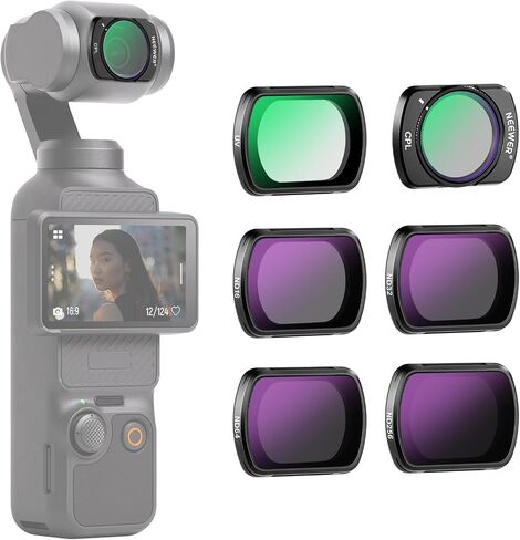 NEEWER Variable ND + CPL + UV Filter Set Compatible with DJI Osmo Pocket 3 / Pocket 4 / Xtra Muse, HD ND2-32/ND64-512 Neutral Density Action Camera Lens Filter Accessories in Kuwait