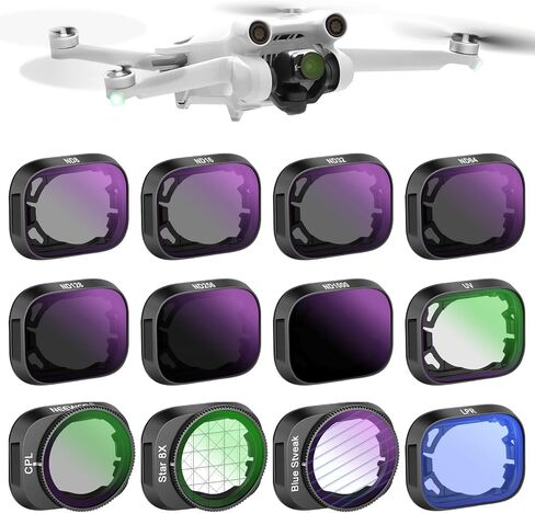 NEEWER ND/PL Filter Set Compatible with DJI Mini 5 Pro Drone Camera (ND8/PL+ND16/PL+ND32/PL+ND64/PL), Snap On Neutral Density Polarized ND Lens Filter Multicoated Photography Accessories, 4 Pack in Kuwait