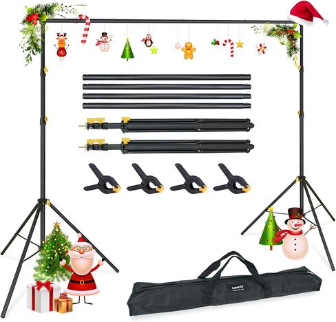LINCO Lincostore Backdrop Stand Kit 10x6.5ft for Photography | Adjustable back drop support holder frame w/ bag & clamp; ideal for photo studio, parties & decoration events in Kuwait