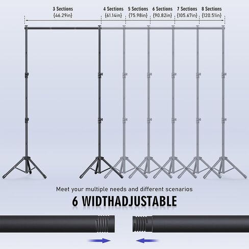 Backdrop Stand Kit - 6 Widths, 10x10ft Adjustable Background Stand for Parties & Studio Photography in Kuwait