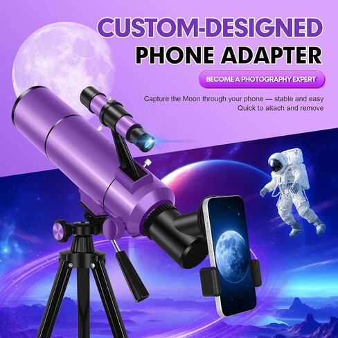 Dianfan Telescope for Kids & Adults, 80mm Aperture 500mm Astronomical Professional Telescope for Adults High Powered, Portable Travel Telescopes for Beginners with Tripod & Adapter, Stickers, Backpack in Kuwait