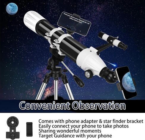 Hawkko 90mm Aperture 900mm Telescope for Adults High Powered | Multi-Coated Professional Refractor Telescope for Astronomy Beginners (36X-270X) with AZ Mount, Carry Bag, Phone Adapter in Kuwait