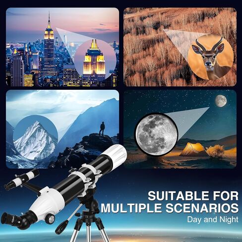 Hawkko 90mm Aperture 900mm Telescope for Adults High Powered | Multi-Coated Professional Refractor Telescope for Astronomy Beginners (36X-270X) with AZ Mount, Carry Bag, Phone Adapter in Kuwait