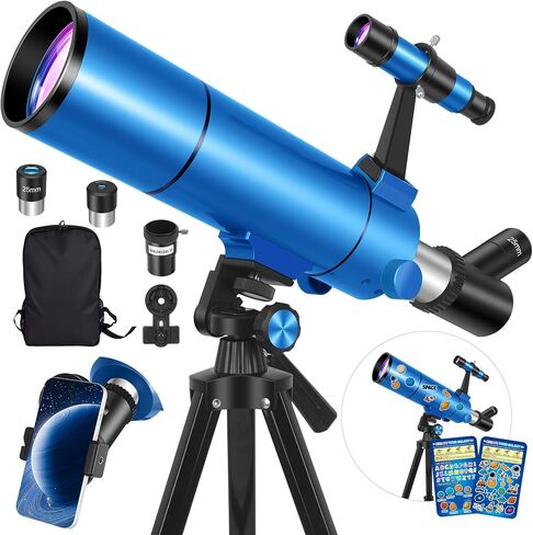 Telescope for Adults & Kids, 80mm Aperture 500mm (20X-150X) | Portable Refractor Telescopes, for Astronomy Beginners, with Tripod Phone Adapter, Stickers, Backpack, Travel and Stargazing in Kuwait