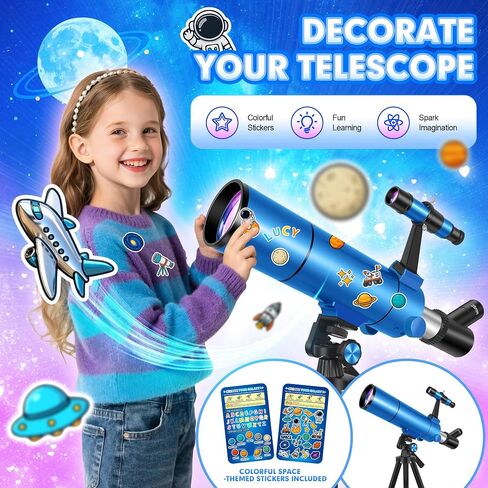 Telescope for Adults & Kids, 80mm Aperture 500mm (20X-150X) | Portable Refractor Telescopes, for Astronomy Beginners, with Tripod Phone Adapter, Stickers, Backpack, Travel and Stargazing in Kuwait