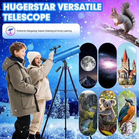 Telescope for Adults & Kids, 80mm Aperture 500mm (20X-150X) | Portable Refractor Telescopes, for Astronomy Beginners, with Tripod Phone Adapter, Stickers, Backpack, Travel and Stargazing in Kuwait