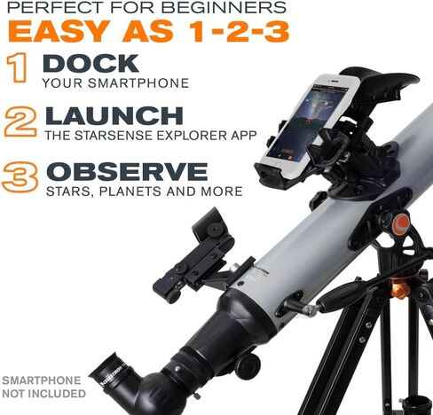 Celestron StarSense Explorer LT 80AZ App-Enabled Telescope – 80mm Refractor with Smartphone Dock & StarSense App – iPhone & Android Compatible – Easy-to-Use for Beginners in Kuwait
