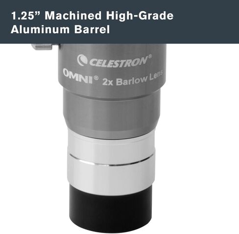 Celestron 93326 Omni Barlow Lens, Silver, 2 x 1.25 Inch in Kuwait