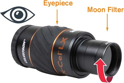 Celestron 1.25 inch Moon Filter - Suitable for Lunar Observation, Extra Bright Planets or Terrestrial Viewing Over Sand or Snow, Black in Kuwait