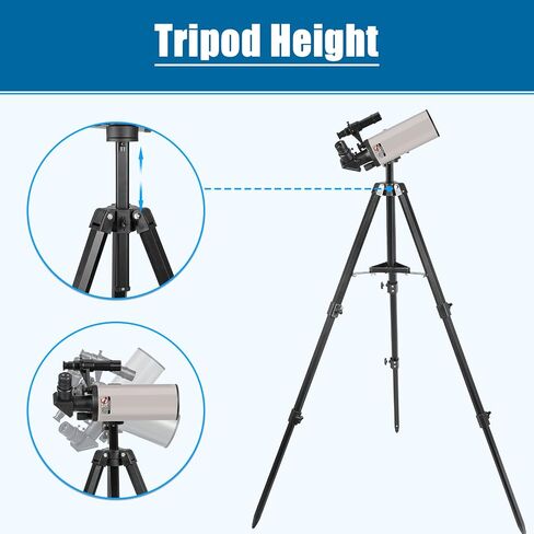 Maksutov-Cassegrain Telescope, Mak70 Telescopes for Adults Kids 1000mm Focal Length 70mm Objective Lens, Beginners Astronomy Telescope with Slow Motion Gimbal Tripod in Kuwait