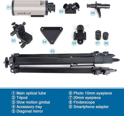 Maksutov-Cassegrain Telescope, Mak70 Telescopes for Adults Kids 1000mm Focal Length 70mm Objective Lens, Beginners Astronomy Telescope with Slow Motion Gimbal Tripod in Kuwait