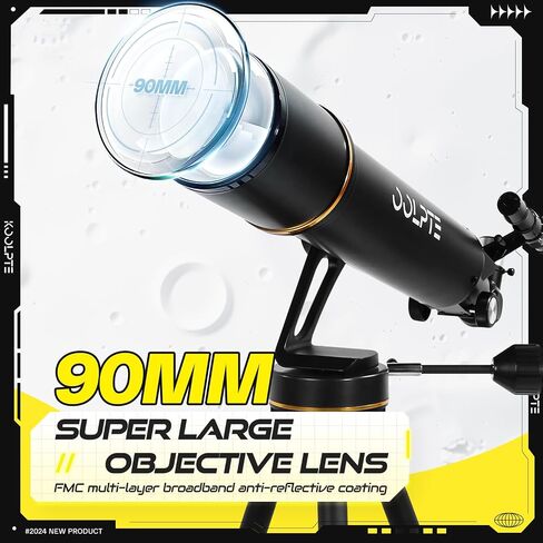 Koolpte 90mm 700mm Telescope for Adults & Beginners, Vertisteel AZ Mount | 90mm 700mm telescope for adults and beginners; fully multi-coated optics, Vertisteel AZ mount, phone adapter, remote and bag. in Saudi Arabia