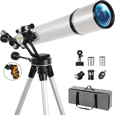 Koolpte 90mm 700mm Telescope for Adults & Beginners, Vertisteel AZ Mount | 90mm 700mm telescope for adults and beginners; fully multi-coated optics, Vertisteel AZ mount, phone adapter, remote and bag. in Saudi Arabia