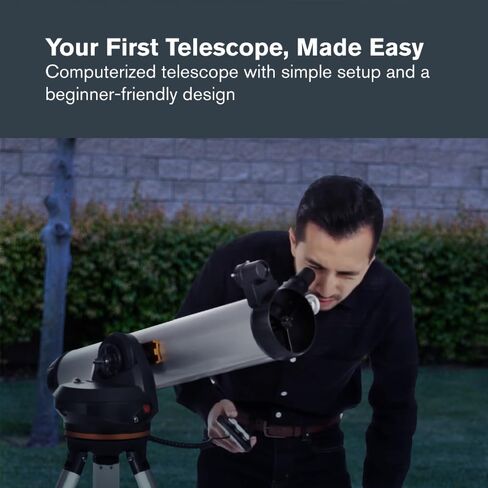 Celestron - 114LCM Computerized Newtonian Telescope - Telescopes for Beginners - 2 Eyepieces - Full-Height Tripod - Motorized Altazimuth Mount - Large 114mm Newtonian Reflector in Kuwait