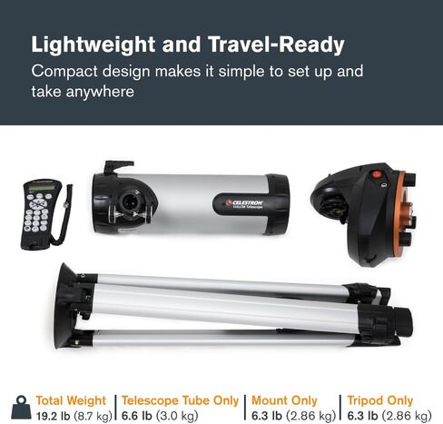 Celestron - 114LCM Computerized Newtonian Telescope - Telescopes for Beginners - 2 Eyepieces - Full-Height Tripod - Motorized Altazimuth Mount - Large 114mm Newtonian Reflector in Kuwait