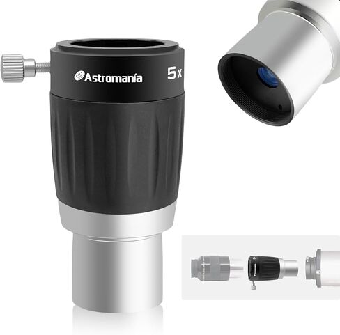 Astromania Premium Barlow Lens 5X 1.25inch 4-Elements TeleXtender Telescope | Premium Apochromatic Telescope Accessory,Built-In Brass Compression Ring,Rubber Armoured Grip,Multi-Coating for High Contrast in Kuwait