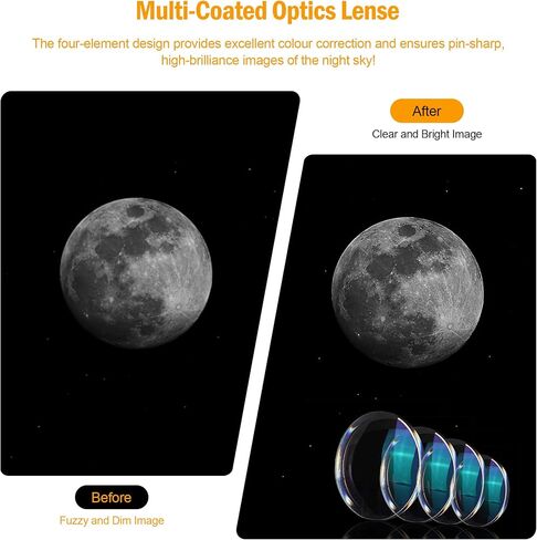 Astromania Premium Barlow Lens 5X 1.25inch 4-Elements TeleXtender Telescope | Premium Apochromatic Telescope Accessory,Built-In Brass Compression Ring,Rubber Armoured Grip,Multi-Coating for High Contrast in Kuwait