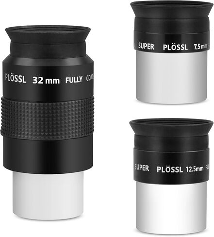 Astromania Eyepiece Set 1.25 Inch with 10 17 40mm Super Plossl Eyepieces | 1.25 Inch Telescope Accessory Kit,52 Degree Super Plossl Eyepieces (40mm for 46°),With Filter Thread,Rubber Fold-Down Eyecups in Kuwait