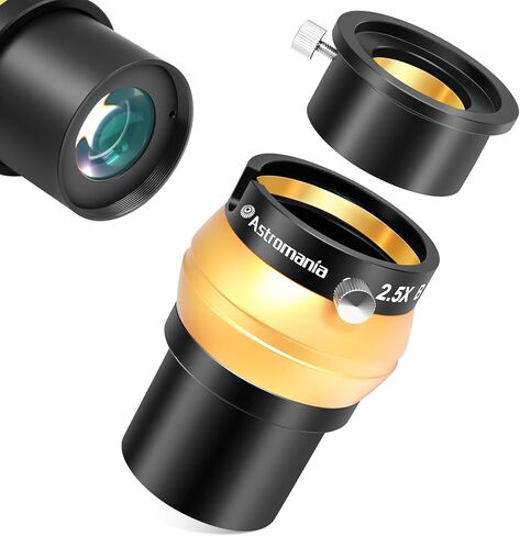 Astromania Upgraded 2.5X 2 Inch Barlow Lens for 2inch & 1.25inch Eyepiece | Metal Telescope Accessory,Built-In Brass Compression Ring,Multi-Coating 4 Elements Broadband Green Film,2 Inch Filter Thread in Kuwait