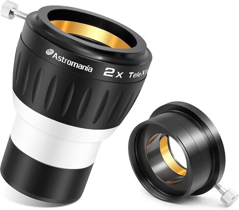 Astromania Upgraded 2.5X 2 Inch Barlow Lens for 2inch & 1.25inch Eyepiece | Metal Telescope Accessory,Built-In Brass Compression Ring,Multi-Coating 4 Elements Broadband Green Film,2 Inch Filter Thread in Kuwait