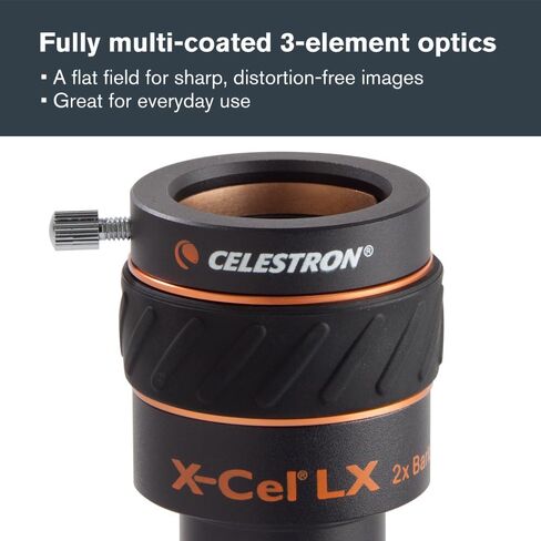 Celestron 93529 1.25 Inch X-Cel LX 2X Barlow Lens, Black in Kuwait
