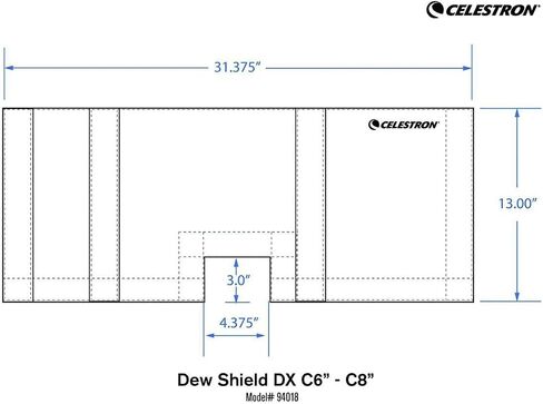 Celestron 94018 Deluxe Telescope Dew Shield with Velcro Attachment Points - Prevents Dew Formation on 6" and 8" Schmidt Cassegrain or EdgeHD Telescope Lenses, Black in Kuwait