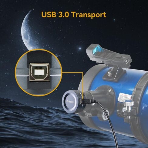 SVBONY SV105 Telescope Camera, 1.25" IMX307 CMOS Color Eyepiece Camera | Plug and play, M28.5x0.6 Thread, USB 2.0 Electronic Telescope Eyepiece for Telescope, Suitable for Astrophotography Beginners in Kuwait